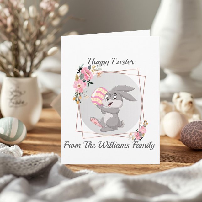 Grey Easter Bunny Personalized Folded Card (Creator Uploaded)