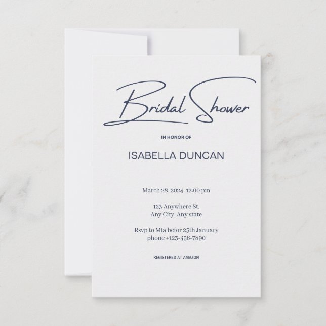 Grey Elegance Bridal Shower Invitation (Front)