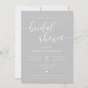 Grey Elegant Bridal Shower Invitation