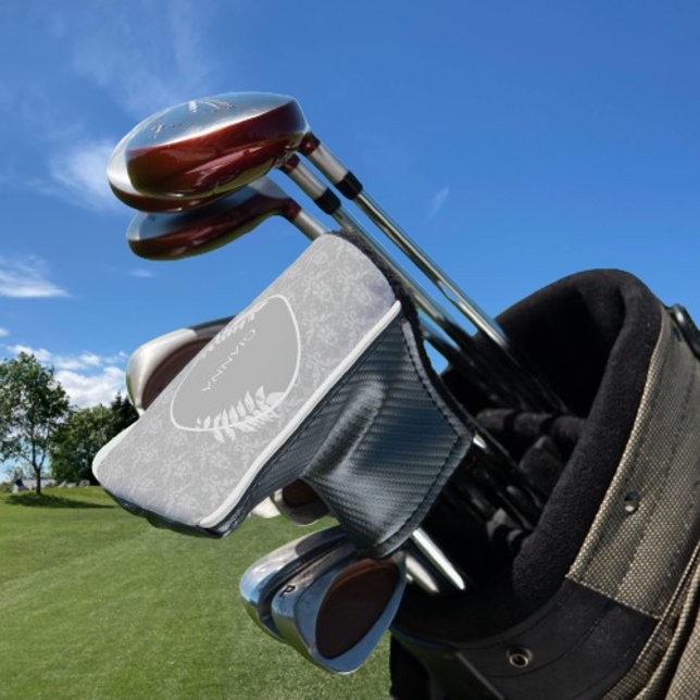 Grey Elegant Damask Golf Head Cover (Gray Elegant Damask Golf Head Cover)