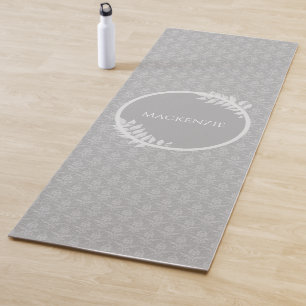 Grey Elegant Damask Yoga Mat