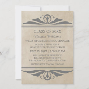 Grey Elegant Deco Graduation Invite