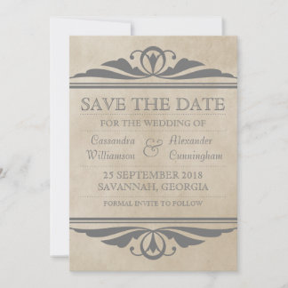 Grey Elegant Deco Save the Date Invite