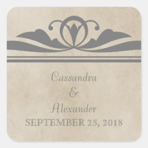 Grey Elegant Deco Wedding Stickers