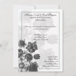 Grey Elegant Flower Wedding Invitations