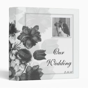 Grey Elegant Flower Wedding Photo Album Binder