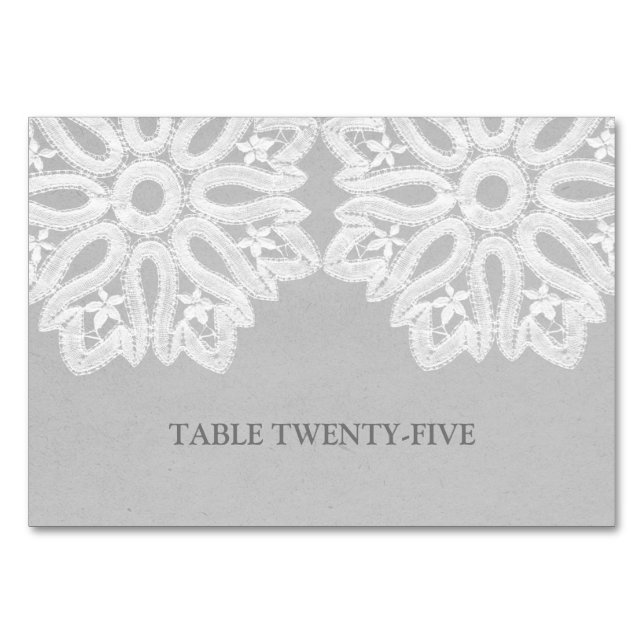 Grey Elegant Lace Table Card (Front)