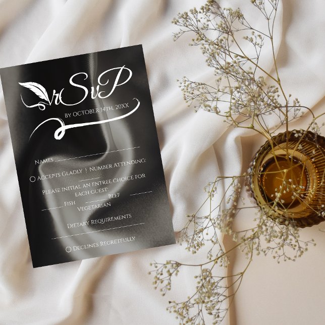 Grey Elegant Minimalist Handwritten Wedding  RSVP Card (Creator Uploaded)