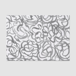 Grey Elegant Neutral Swirls Abstract Watercolor Tissue Paper