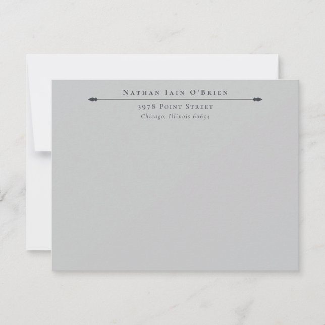 Grey Elegant Personalized With Name Address Card (Front)