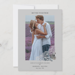 Grey Elegant Photo Botanical Frame Wedding