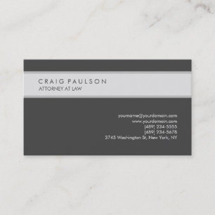 Grey Elegant Plain Professional Minimalist Modern Business Card