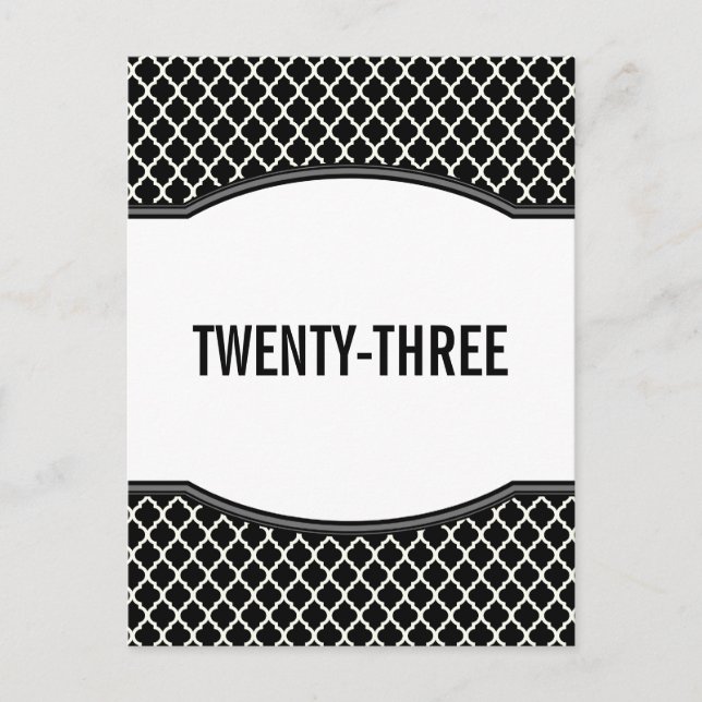 Grey Elegant Quatrefoil Table Number Postcard (Front)