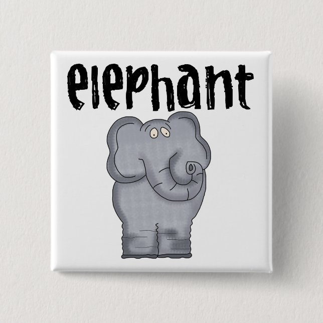Grey Elephant 2 Inch Square Button (Front)