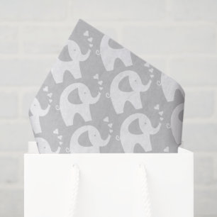 Grey elephant baby shower gift tissue paper