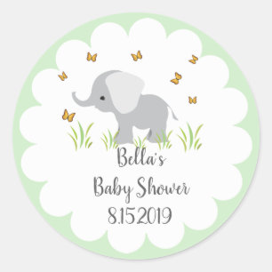 Grey Elephant Baby Shower Sticker