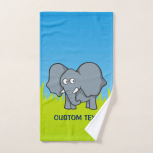 Grey Elephant Cartoon Bath Towel Set