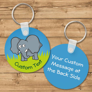 Grey Elephant Cartoon Keychain