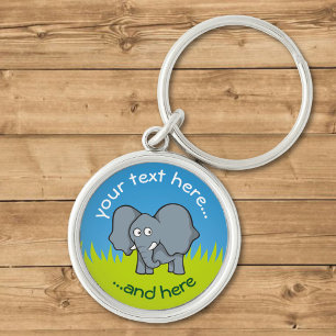 Grey elephant cartoon keychain