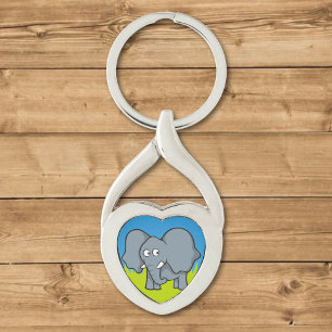 Grey elephant cartoon keychain