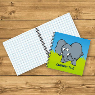 Grey Elephant Cartoon Notebook