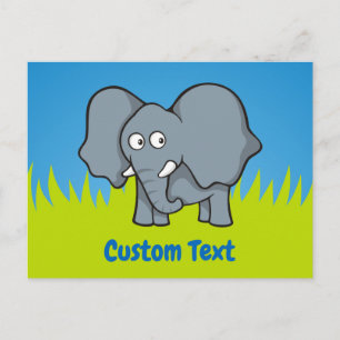 Grey elephant cartoon postcard