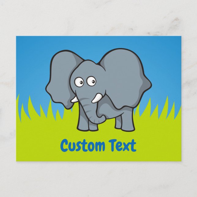 Grey elephant cartoon postcard (Front)