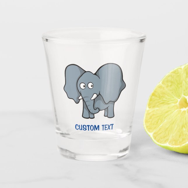 Grey Elephant Cartoon Shot Glass (Front)