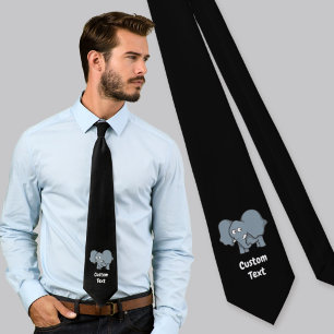 Grey elephant cartoon tie