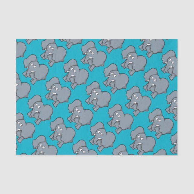 Grey elephant cartoon tissue paper (Front)