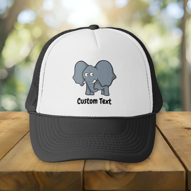 Grey elephant cartoon trucker hat (Creator Uploaded)