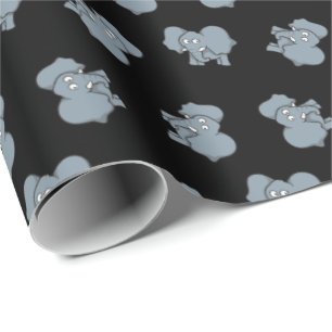 Grey elephant cartoon wrapping paper
