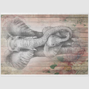 Grey Elephant Family Watercolor Tissue Paper