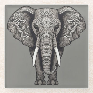 Grey Elephant Glass Coaster