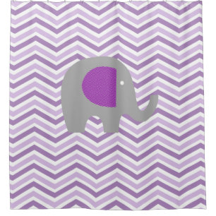 Grey Elephant on Purple, Lavender, White Chevron