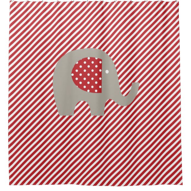 Grey Elephant on Red and White Diagonal Stripe (Front)