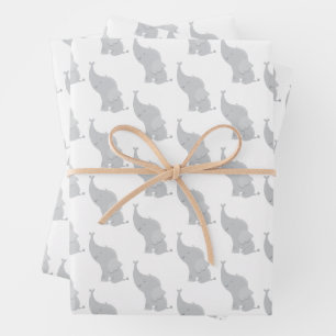 Grey Elephant Pattern Wrapping Paper