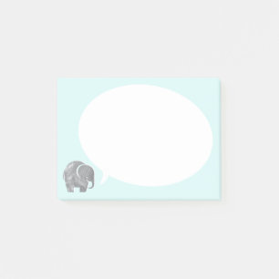 Grey Elephant with Speech Bubble on Ice Blue Post-it Notes