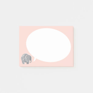 Grey Elephant with Speech Bubble on Shell Pink Post-it Notes