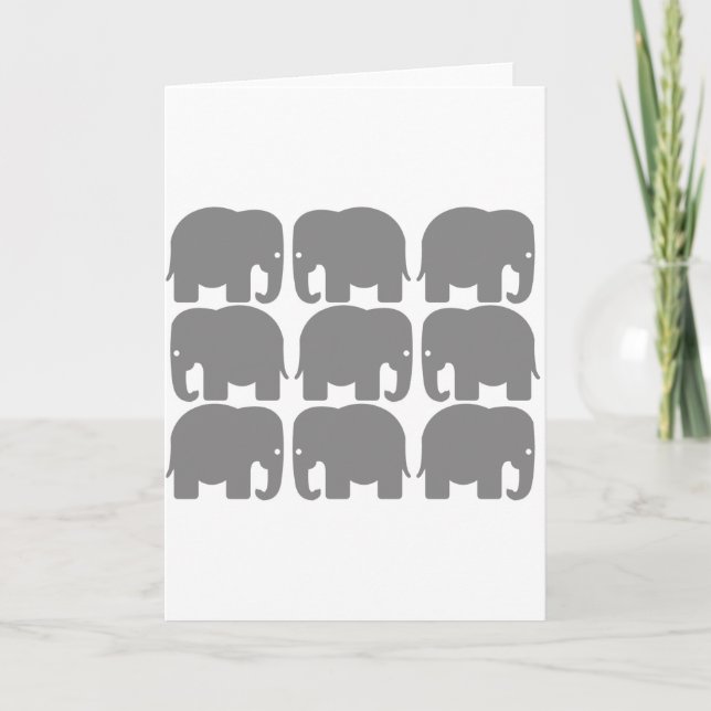 Grey Elephants Silhouette Card (Front)