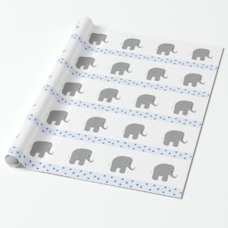 Grey Elephants with a Border of Stars Wrapping Paper