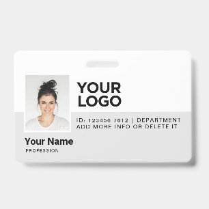 Grey Employee Modern Photo ID Security Badge
