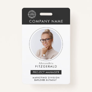 Grey Employee Photo ID Company Security Badge