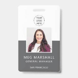 Grey Employee Photo ID Logo Company Security Badge