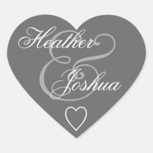 Grey Envelope Seal Wedding Heart V14