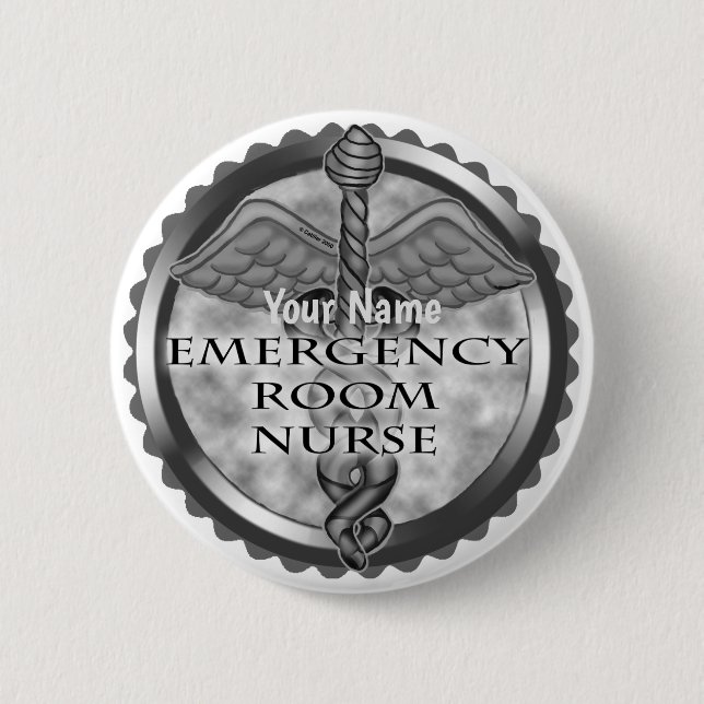 Grey ER Nurse 2 Inch Round Button (Front)