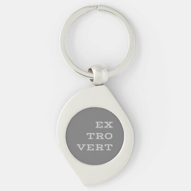 Grey Extrovert Metal Keychain (Front)