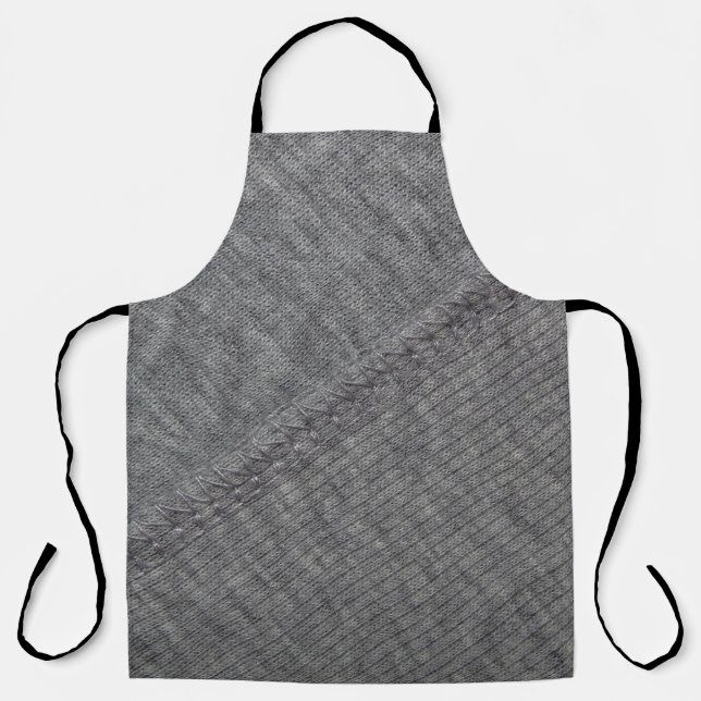 Grey fabric: abstract stitched texture. apron (Front)