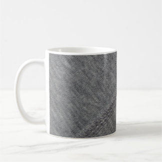 Grey fabric: abstract stitched texture. coffee mug