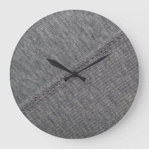Grey fabric: abstract stitched texture. large clock